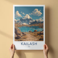 Kailash Poster - Tibet Wall Art - Snowy Mountain Prayer Flags Home Decor