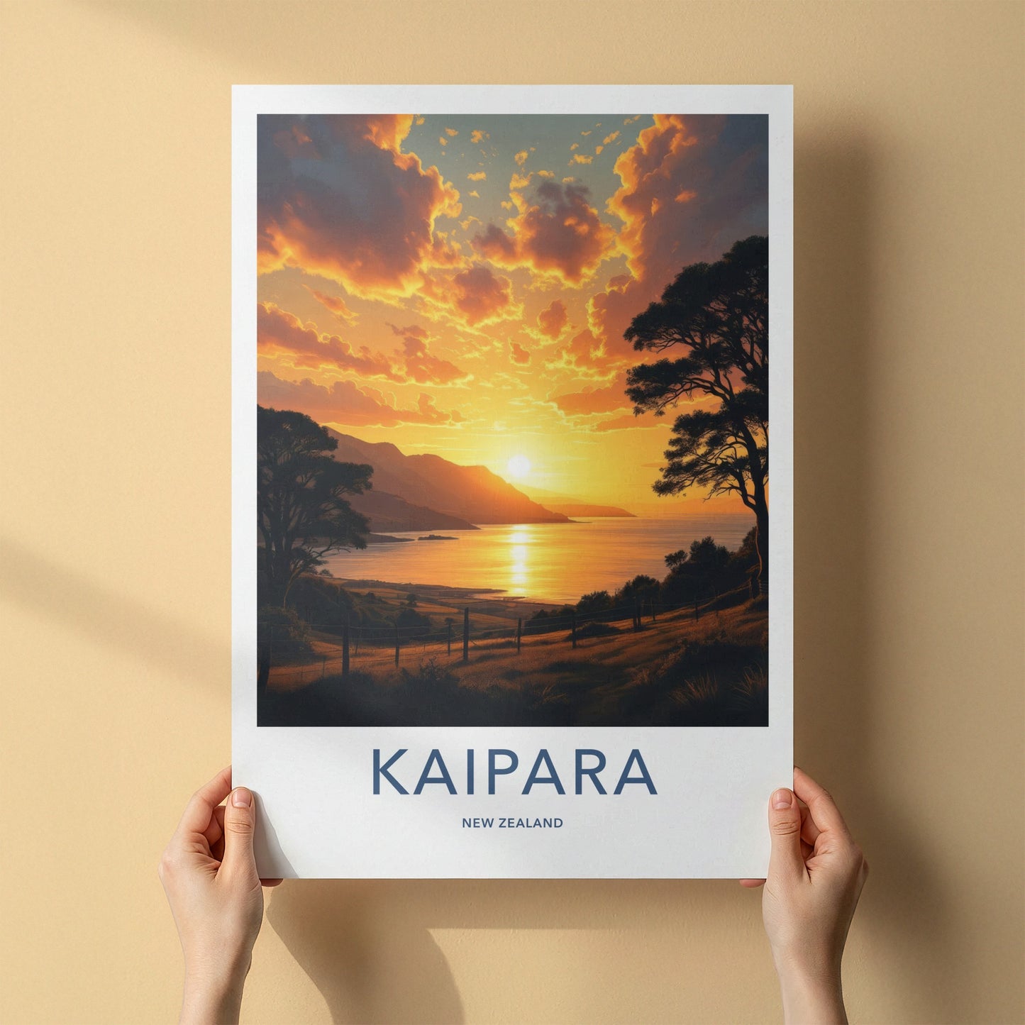 Kaipara Poster - New Zealand Travel Art - Golden Bay Sunset Wall Decor