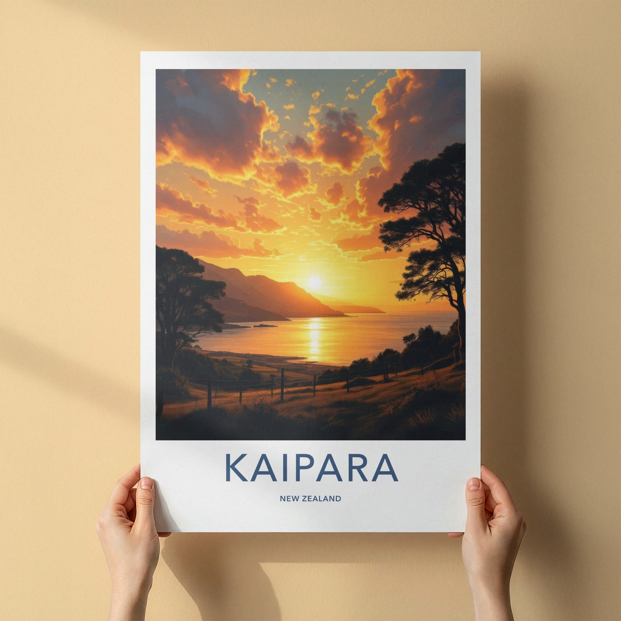 Kaipara Poster - New Zealand Travel Art - Golden Bay Sunset Wall Decor
