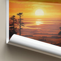 Kaipara Poster - New Zealand Travel Print - Fiery Sunset Estuary Home Decor