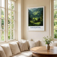 Kaisertal Poster - Austria Travel Art - Green Valley Houses Home Decor