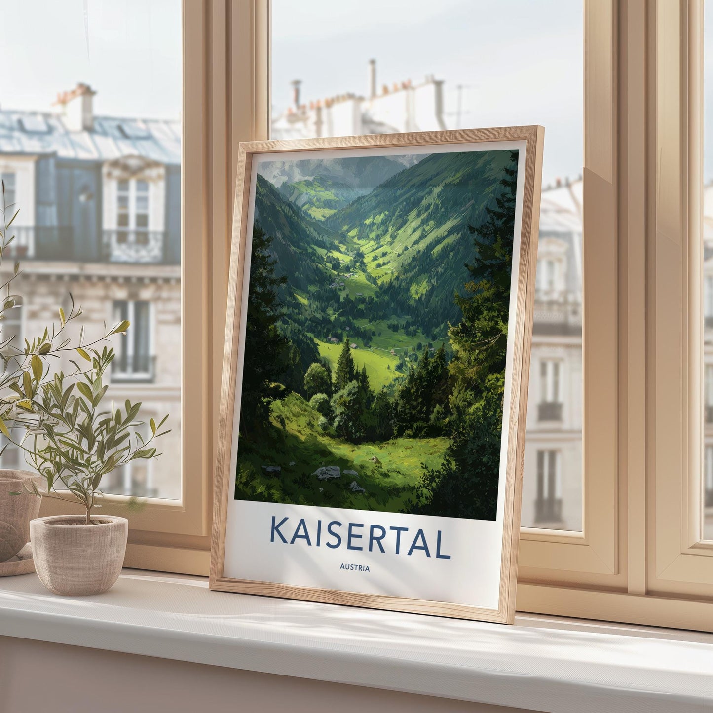 Kaisertal Poster - Austria Travel Art - Green Valley Houses Home Decor