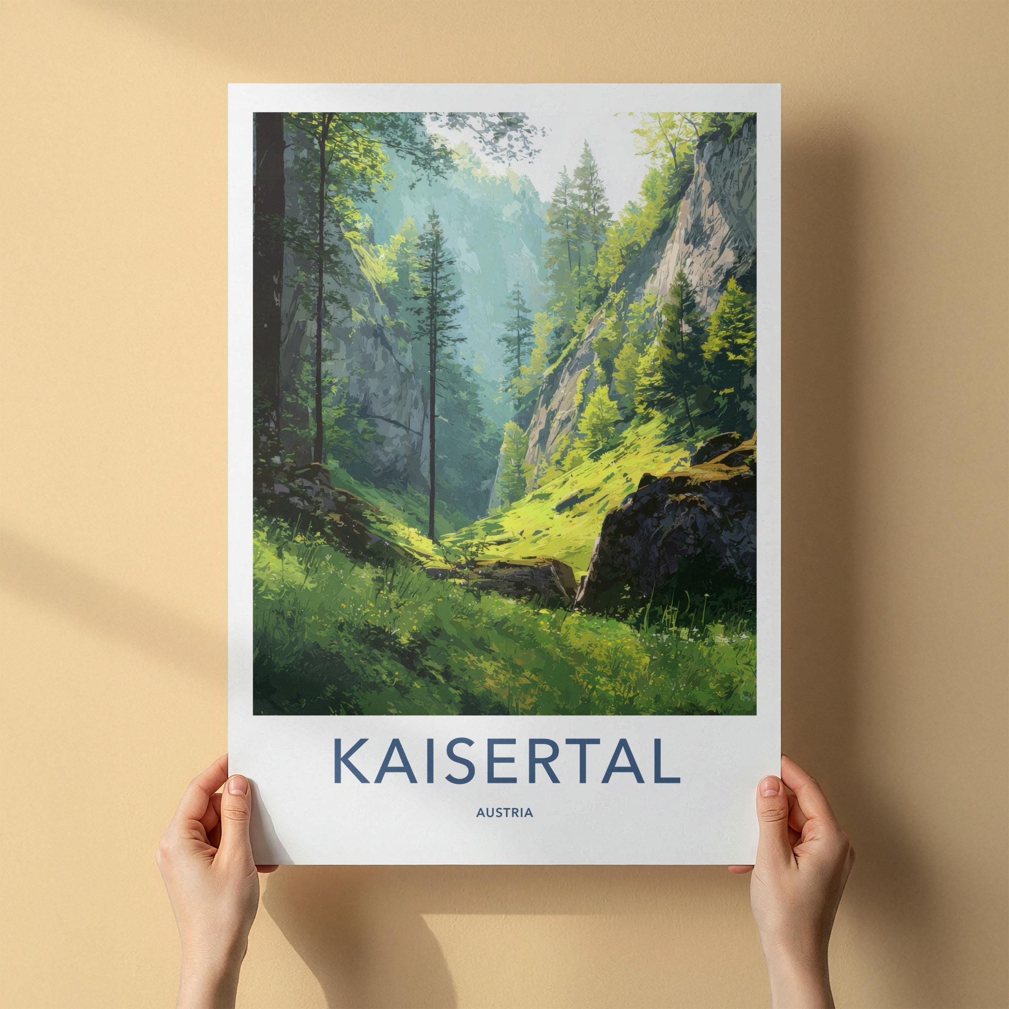 Kaisertal Poster - Austria Travel Art - Lush Forest Sunlight Home Decor