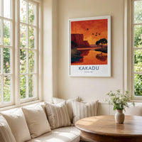 Kakadu National Park Poster - Australia Travel Art - Orange Sunset Birds Home Decor