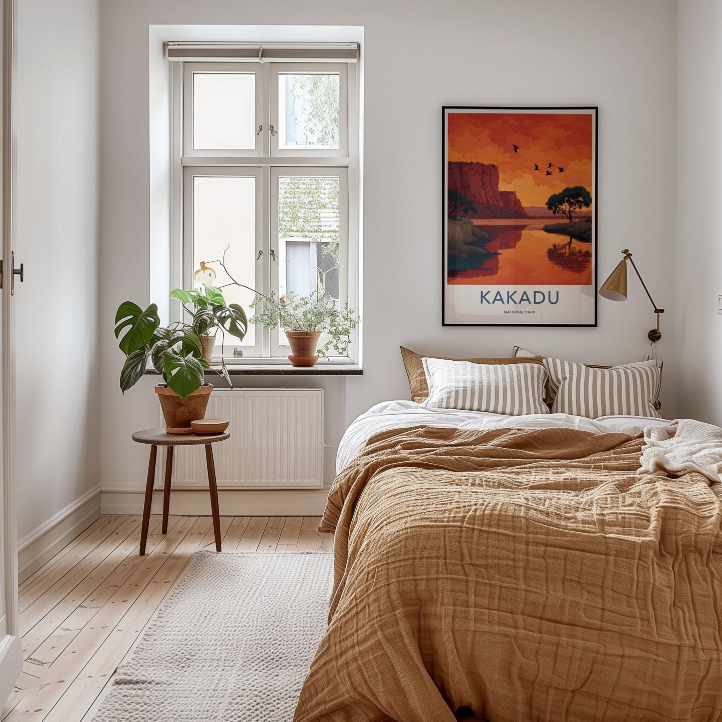 Kakadu National Park Poster - Australia Travel Art - Orange Sunset Birds Home Decor