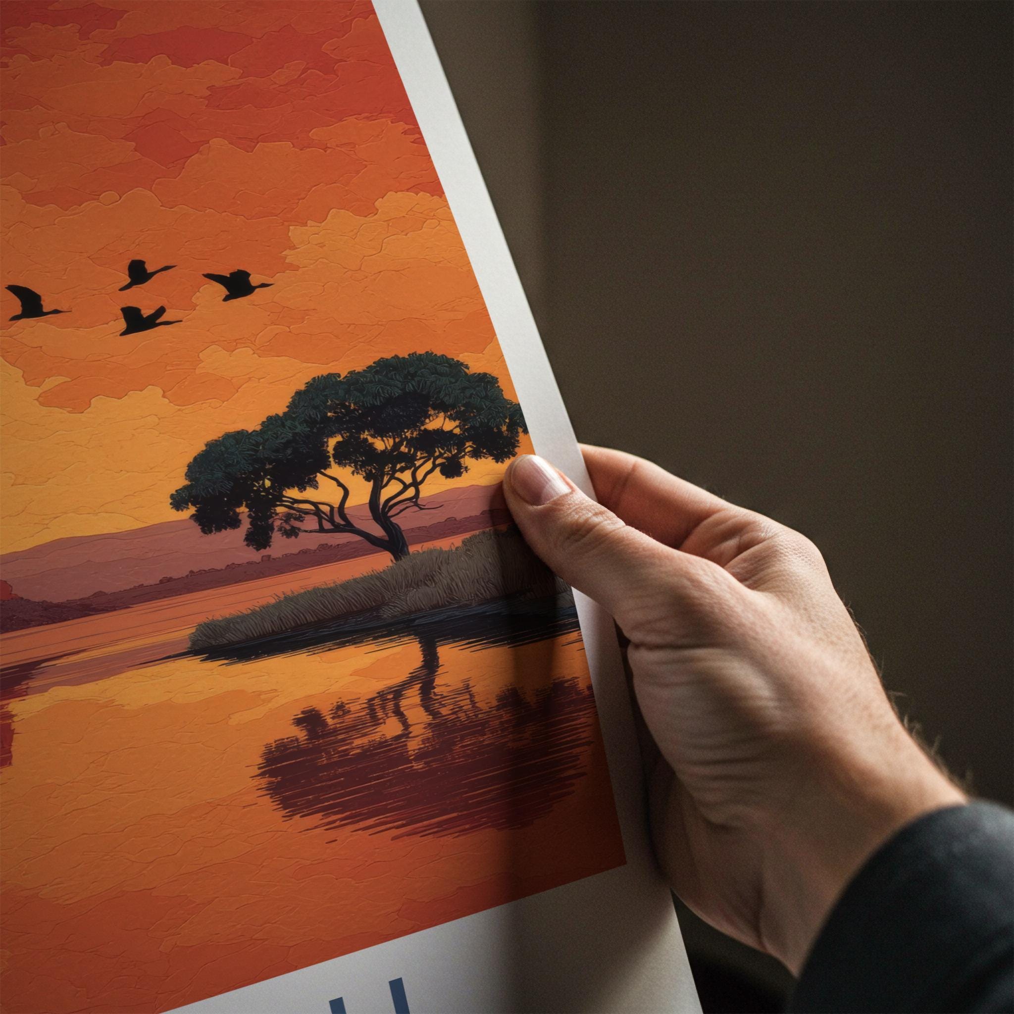 Kakadu National Park Poster - Australia Travel Art - Orange Sunset Birds Home Decor