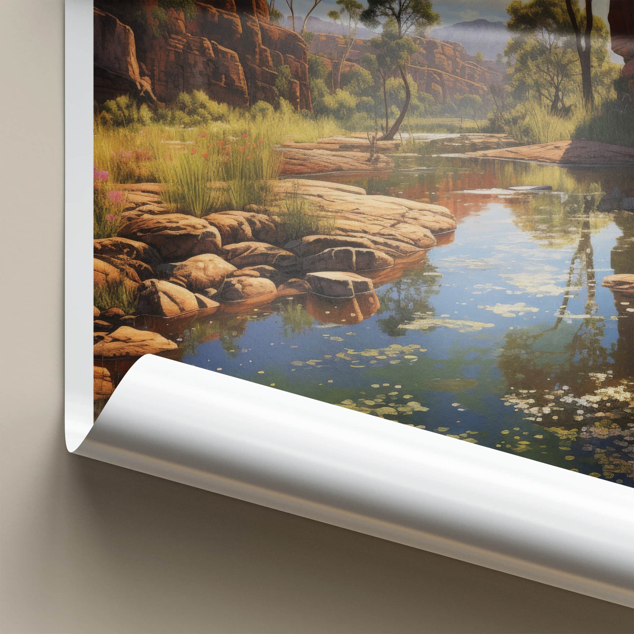 Kakadu National Park Poster - Australia Travel Art - Red Cliffs Stream Home Decor