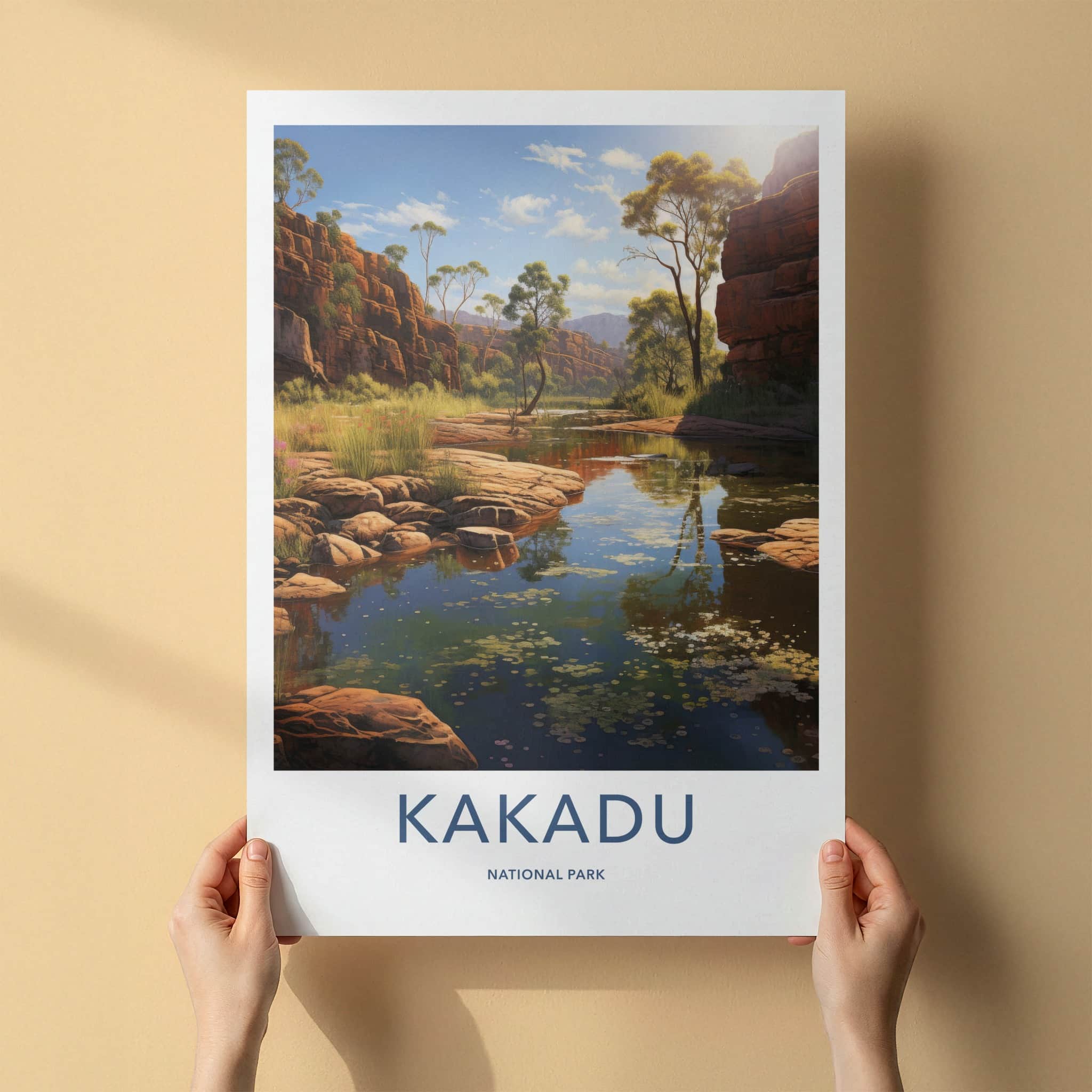 Kakadu National Park Poster - Australia Travel Art - Red Cliffs Stream Home Decor