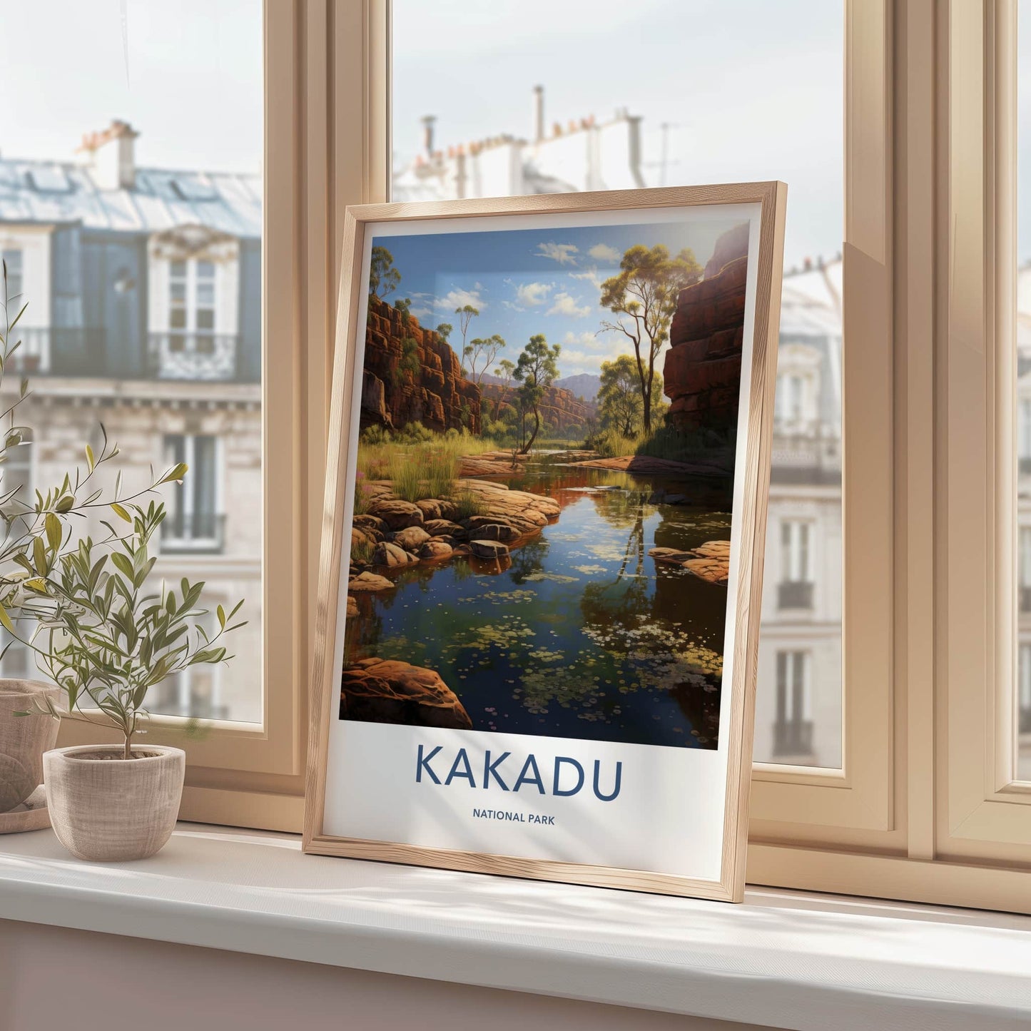 Kakadu National Park Poster - Australia Travel Art - Red Cliffs Stream Home Decor