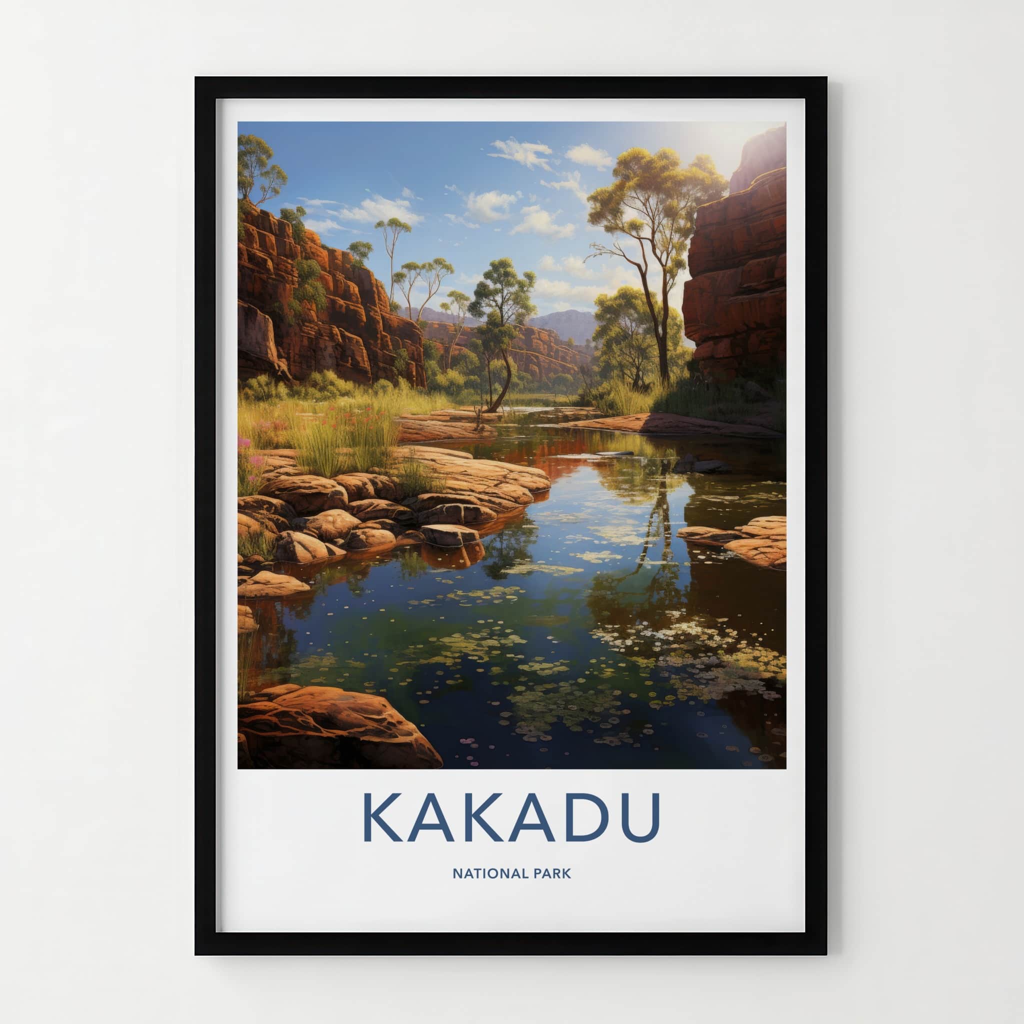 Kakadu National Park Poster - Australia Travel Art - Red Cliffs Stream Home Decor