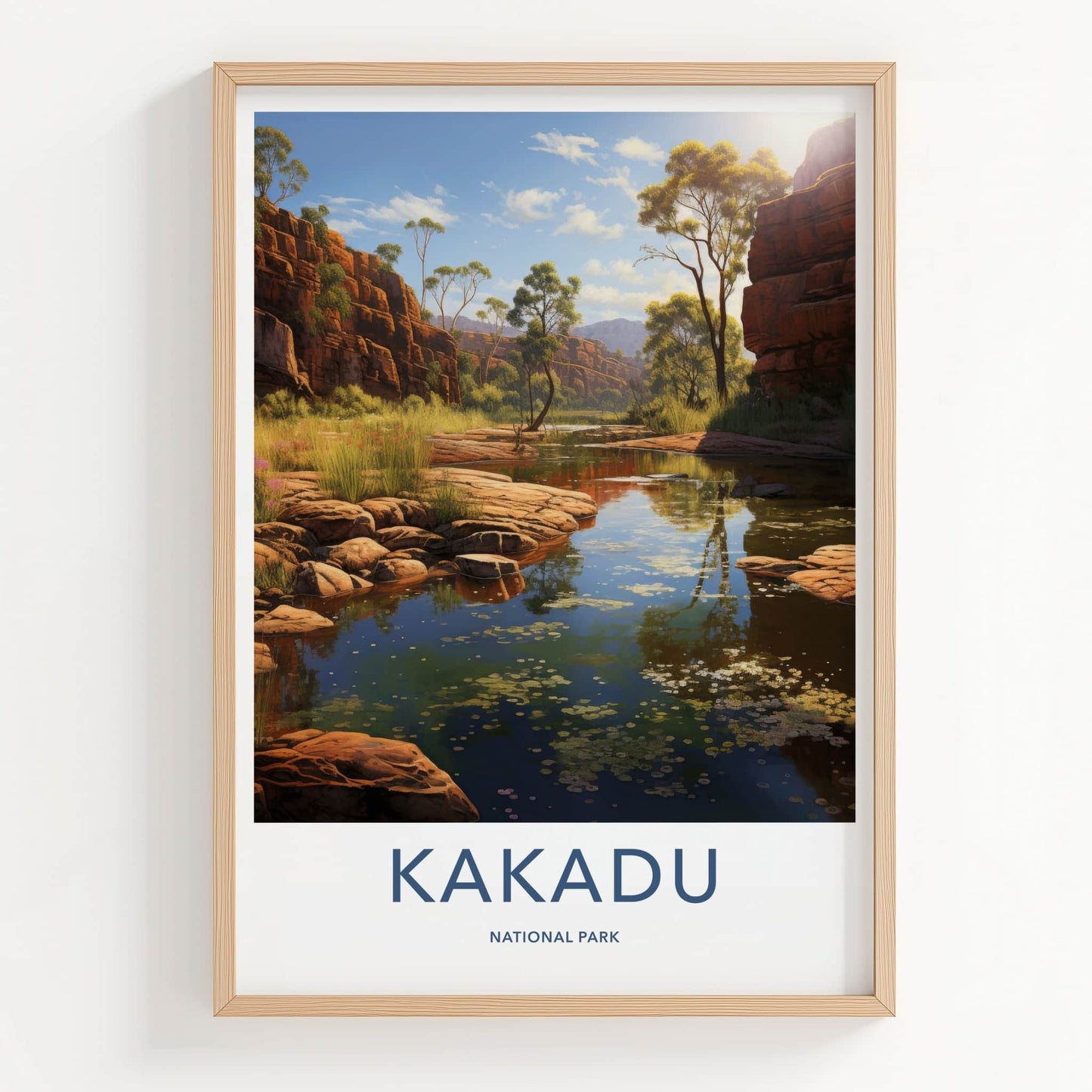 Kakadu National Park Poster - Australia Travel Art - Red Cliffs Stream Home Decor