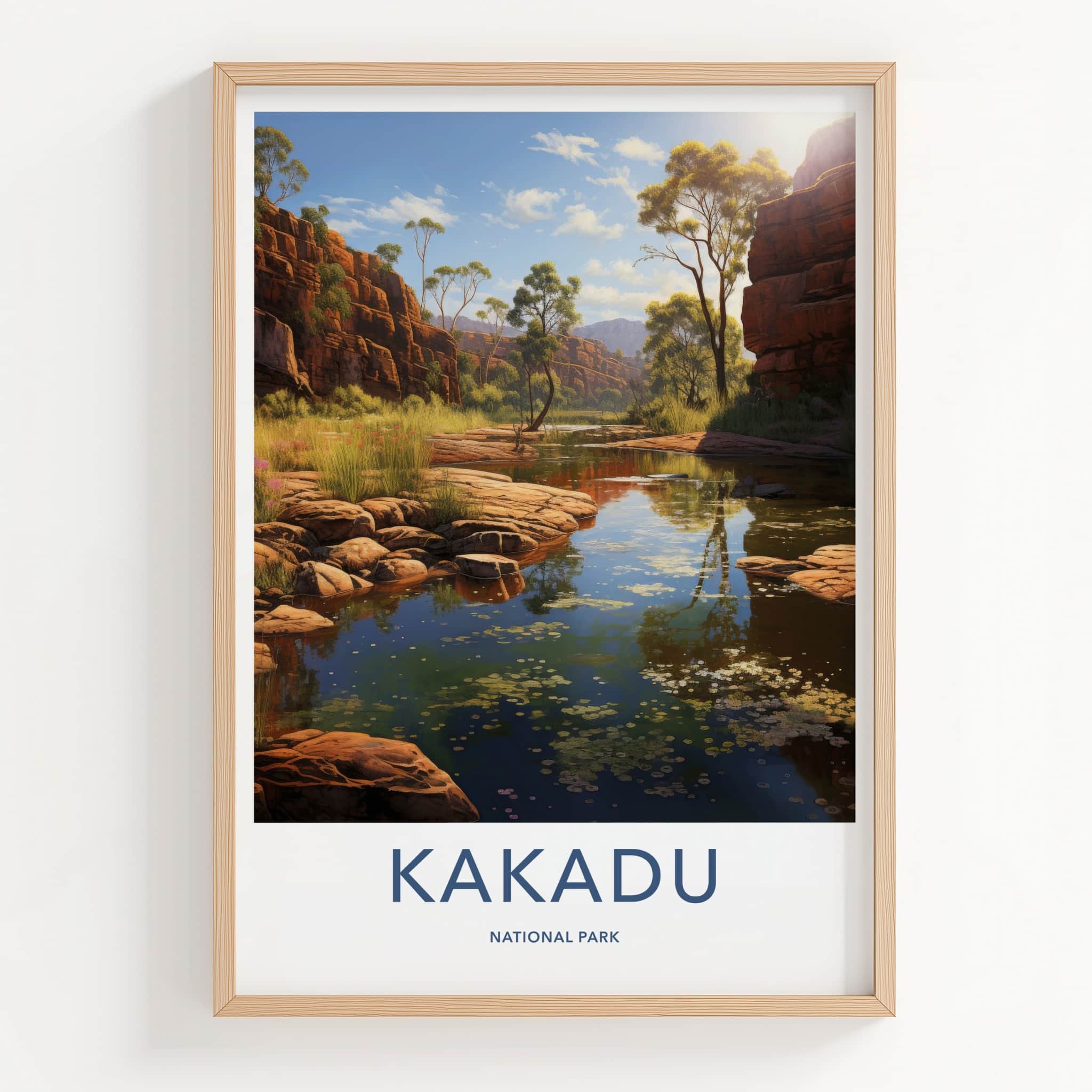 Kakadu National Park Poster - Australia Travel Art - Red Cliffs Stream Home Decor