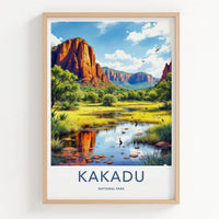 Kakadu National Park Poster - Australia Travel Art - Red Cliffs Wetlands Home Decor