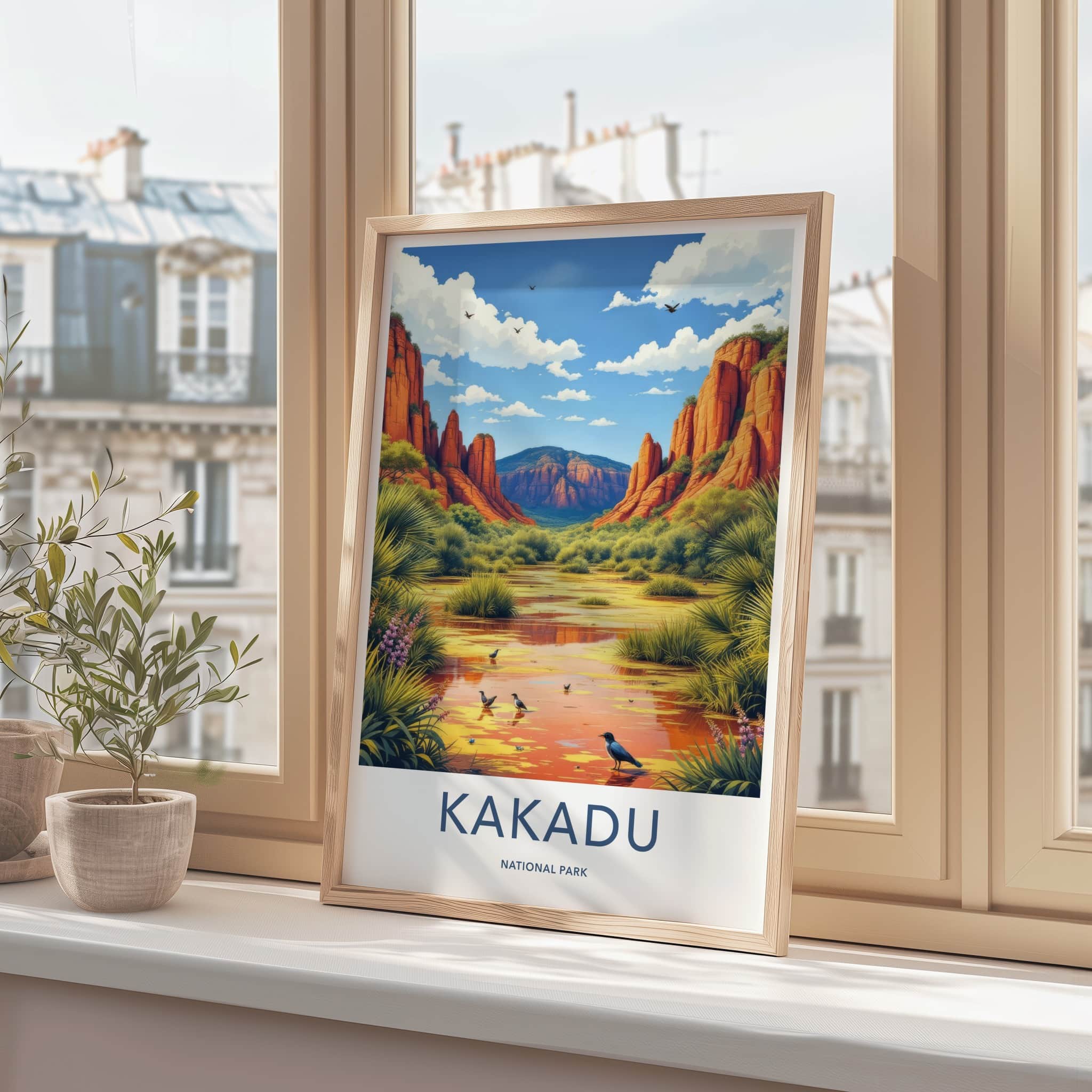 Kakadu National Park Poster - Australia Wall Art - Red Rocks Wetland Birds Gift