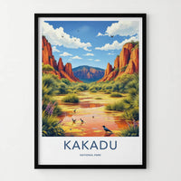 Kakadu National Park Poster - Australia Wall Art - Red Rocks Wetland Birds Gift