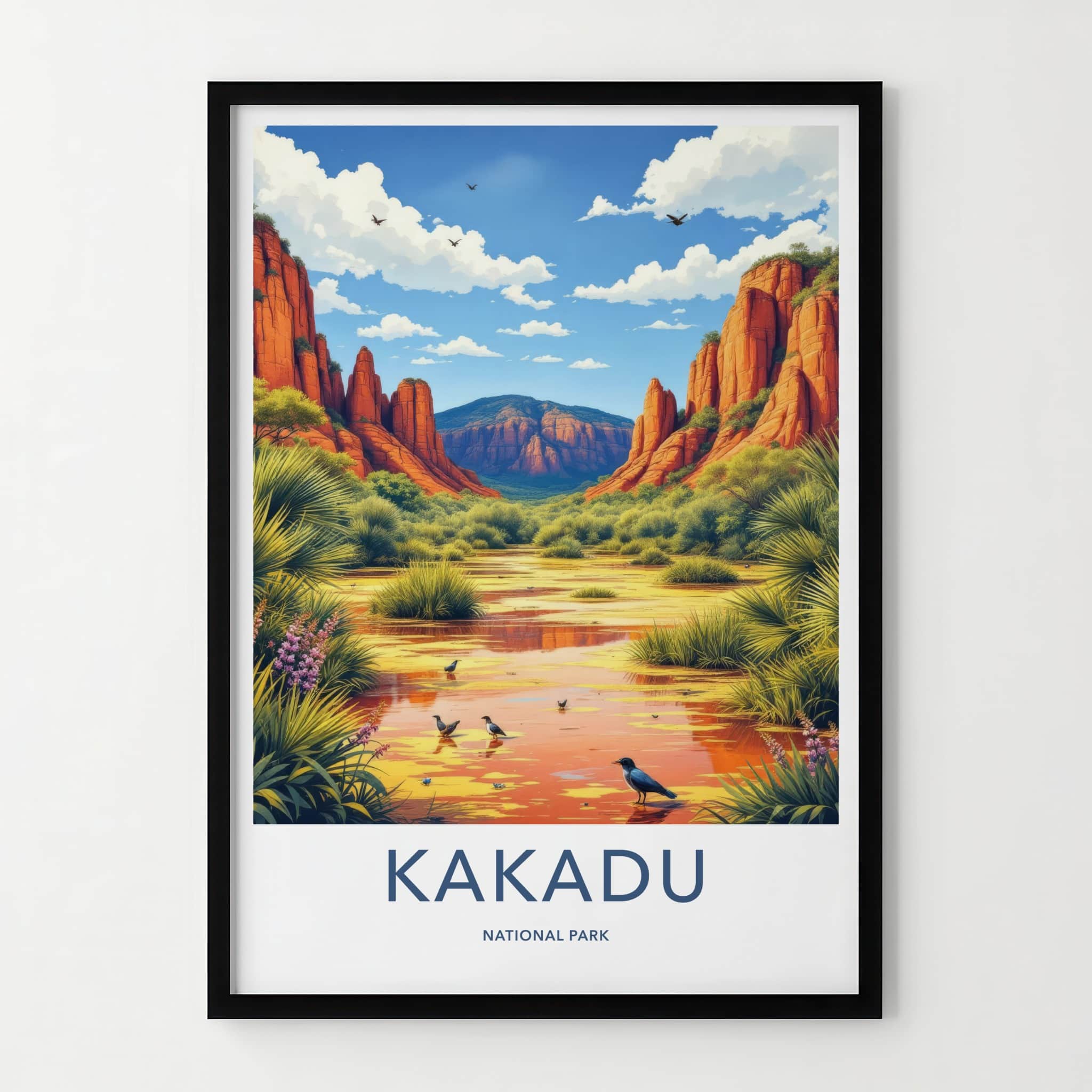 Kakadu National Park Poster - Australia Wall Art - Red Rocks Wetland Birds Gift