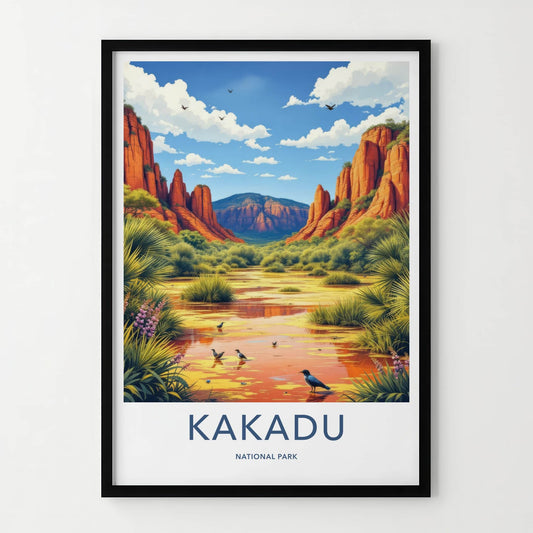 Kakadu National Park Poster - Australia Wall Art - Red Rocks Wetland Birds Gift