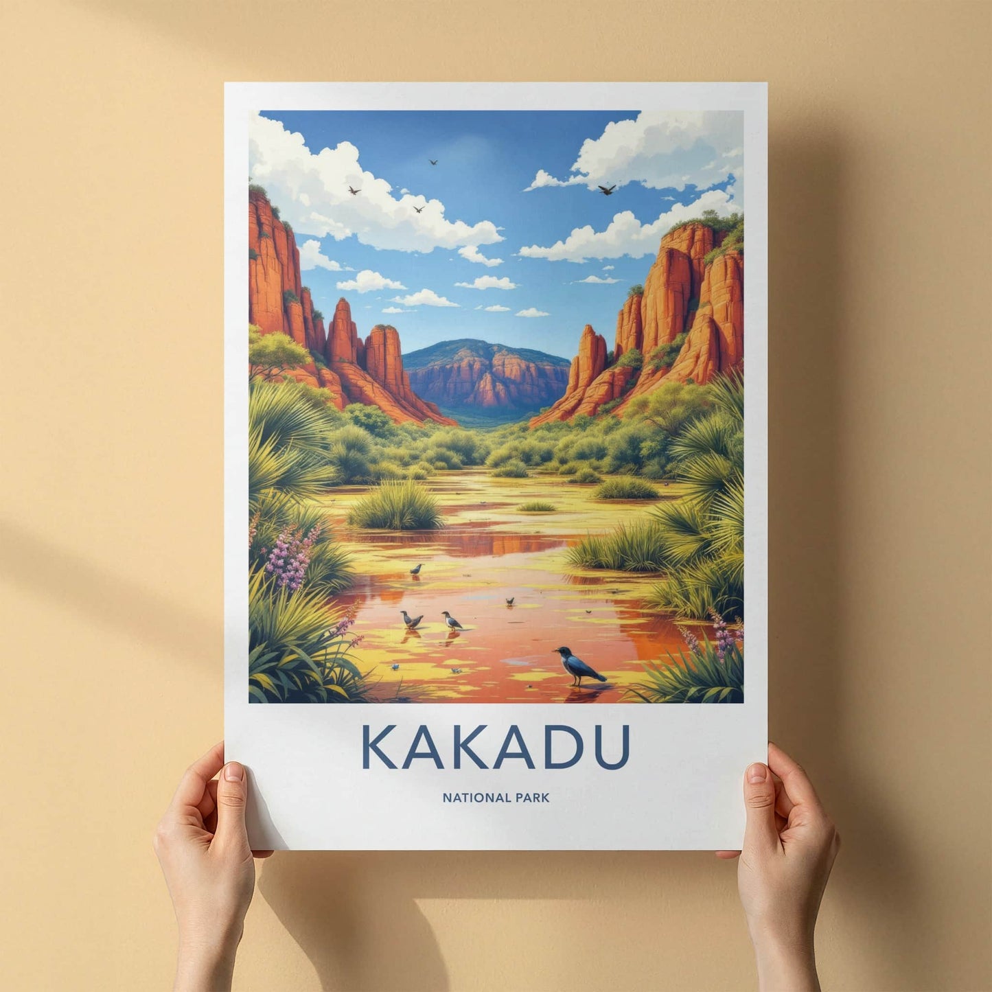 Kakadu National Park Poster - Australia Wall Art - Red Rocks Wetland Birds Gift