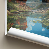 Kakadu Poster - Australia Travel Art - Moonlit Rocky Pool Wall Decor