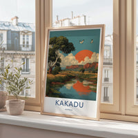 Kakadu Poster - Australia Travel Art - Wetland Sunset Birds Home Decor