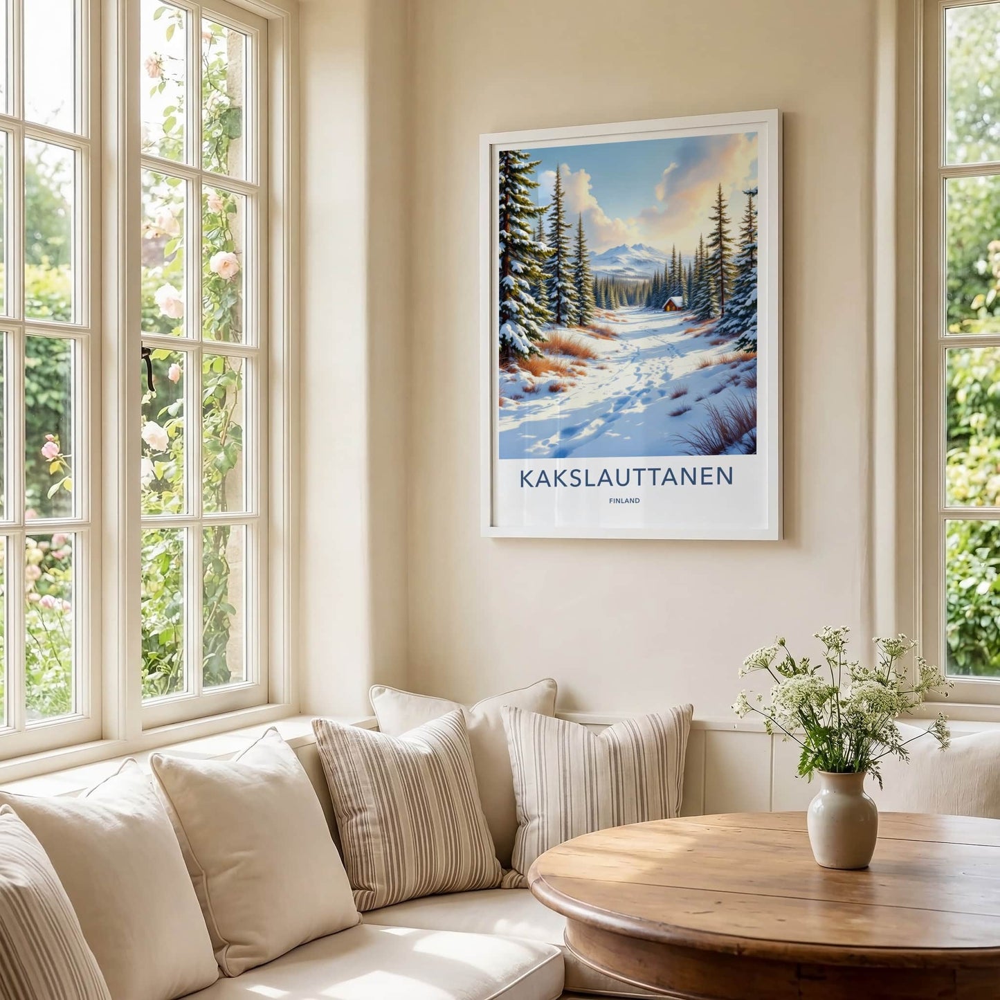 Kakslauttanen Poster - Finland Travel Art - Snowy Forest Cabin Home Decor