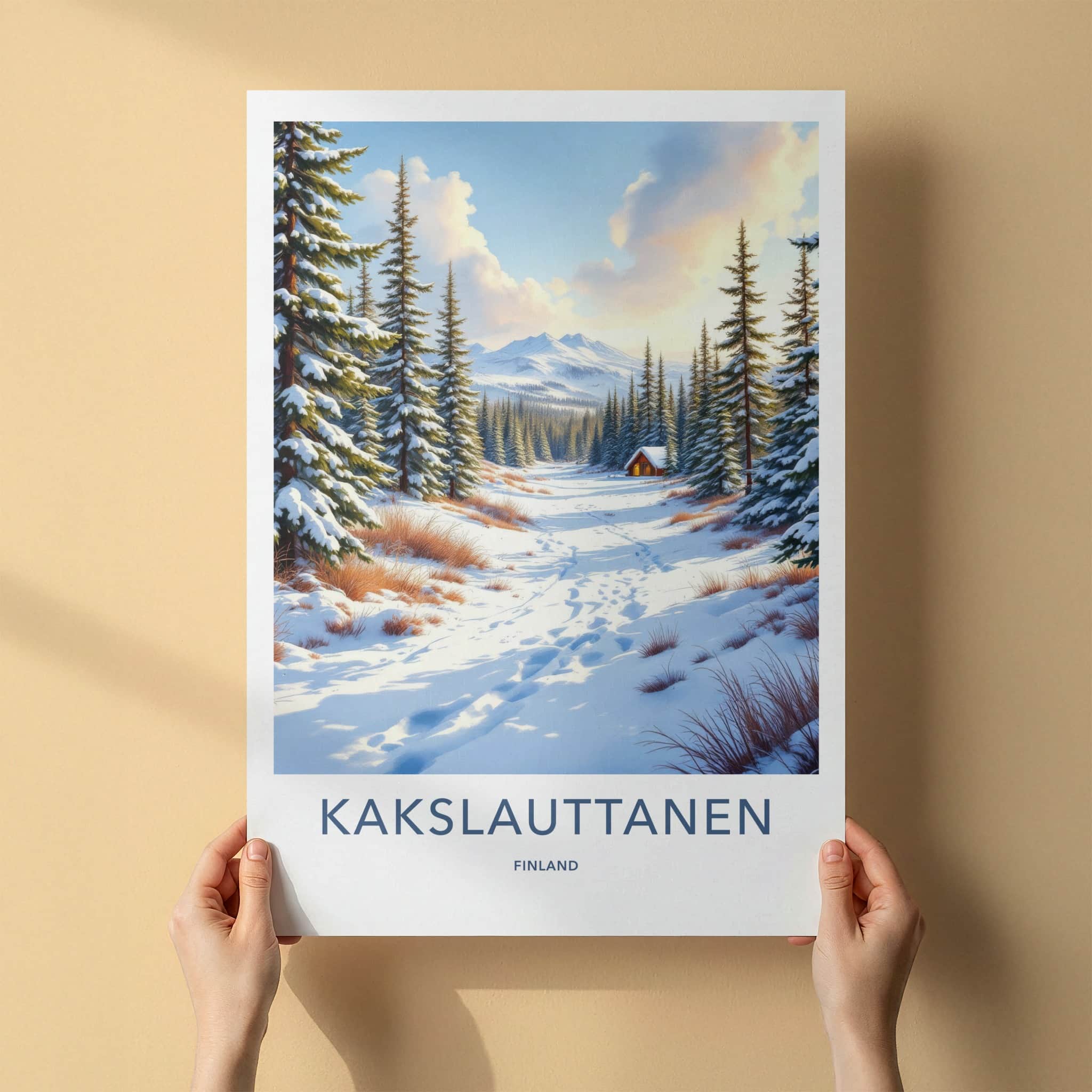 Kakslauttanen Poster - Finland Travel Art - Snowy Forest Cabin Home Decor