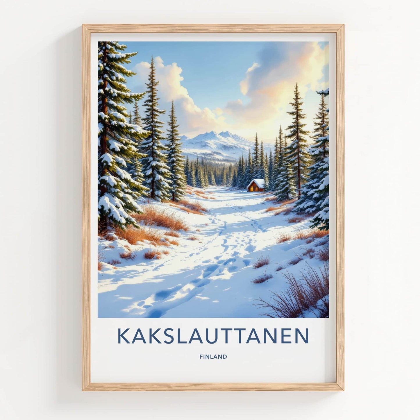 Kakslauttanen Poster - Finland Travel Art - Snowy Forest Cabin Home Decor