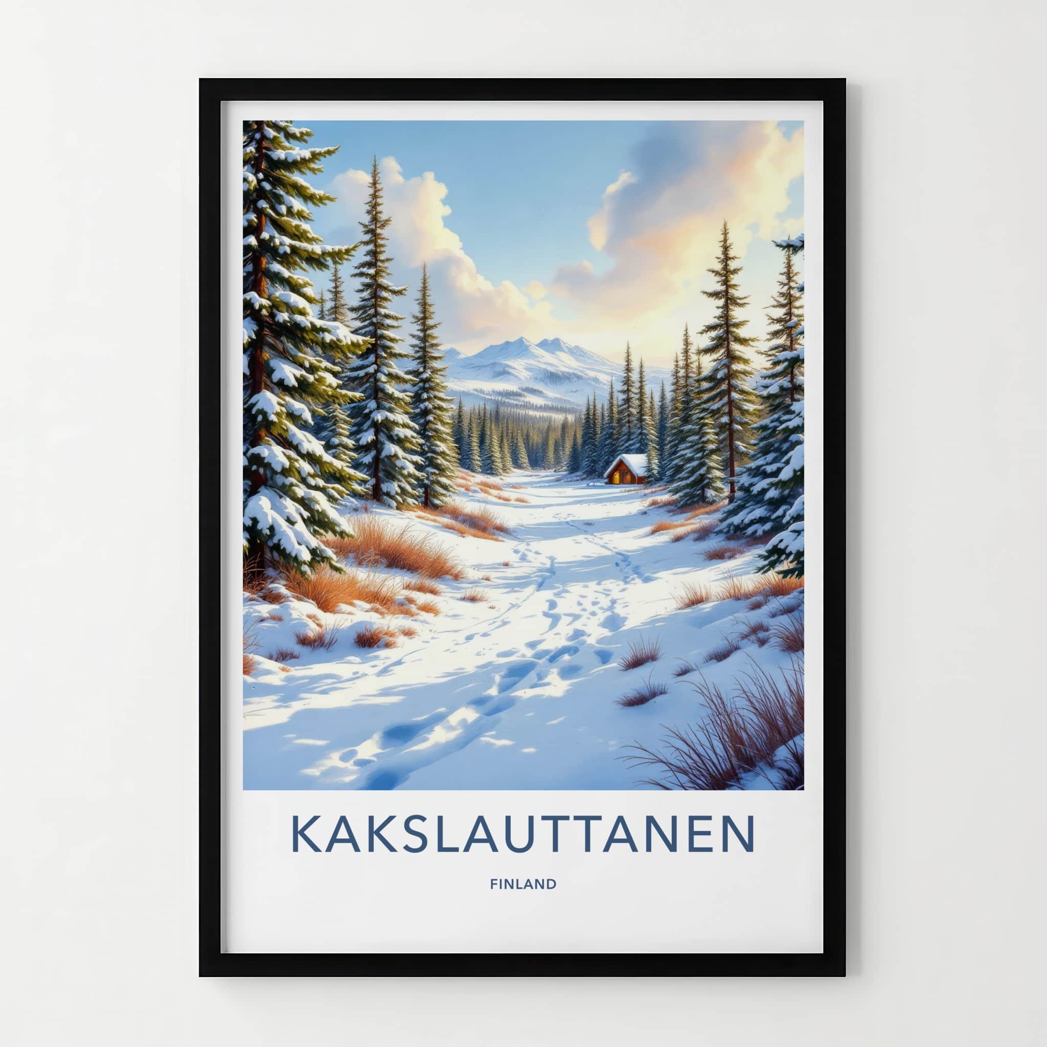 Kakslauttanen Poster - Finland Travel Art - Snowy Forest Cabin Home Decor