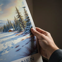 Kakslauttanen Poster - Finland Travel Art - Snowy Forest Cabin Home Decor