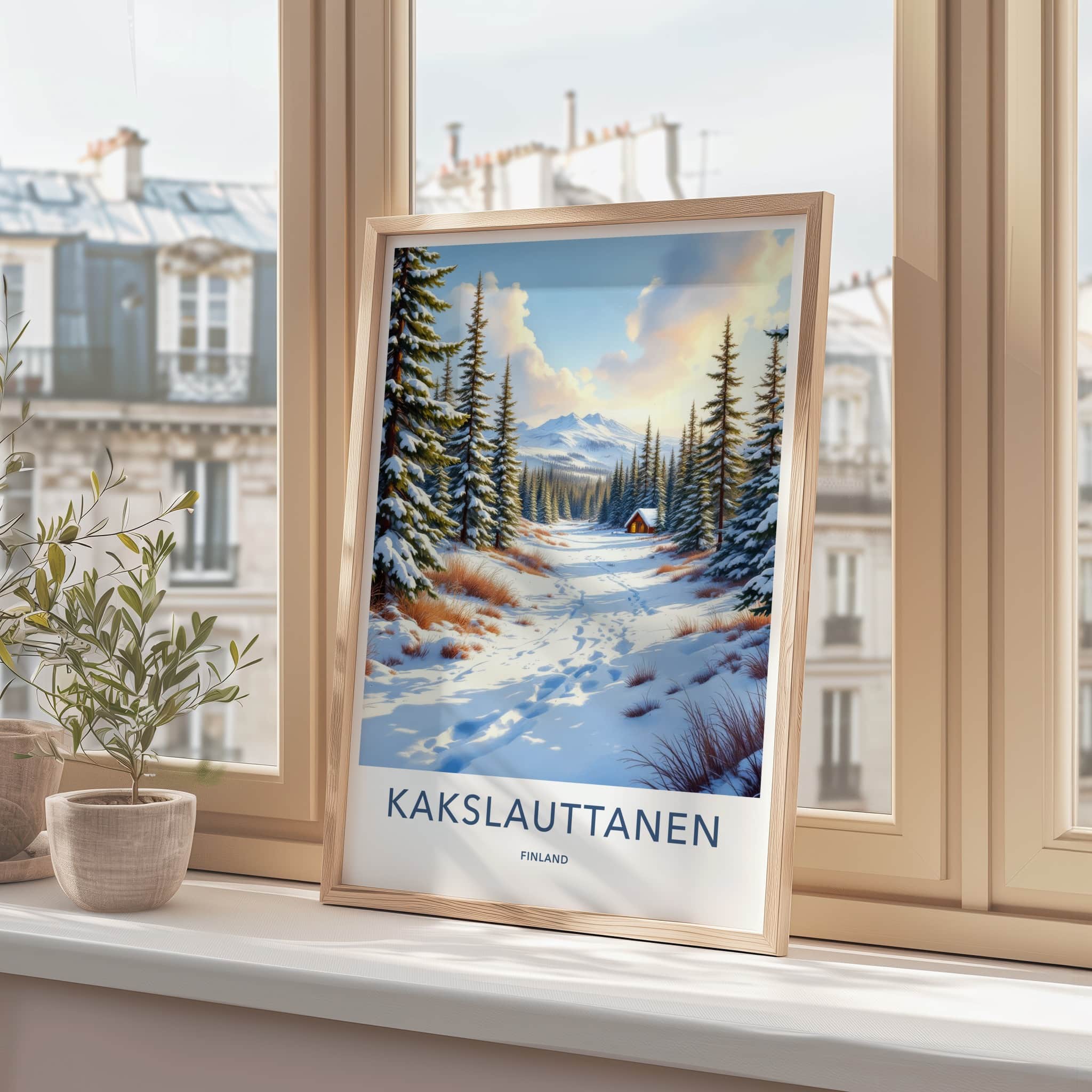 Kakslauttanen Poster - Finland Travel Art - Snowy Forest Cabin Home Decor