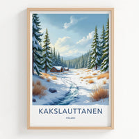 Kakslauttanen Poster - Finland Travel Art - Snowy Forest Cabins Wall Decor