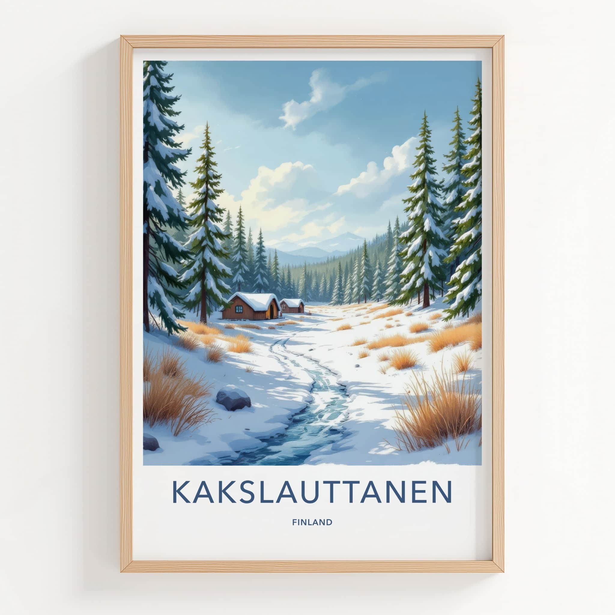Kakslauttanen Poster - Finland Travel Art - Snowy Forest Cabins Wall Decor