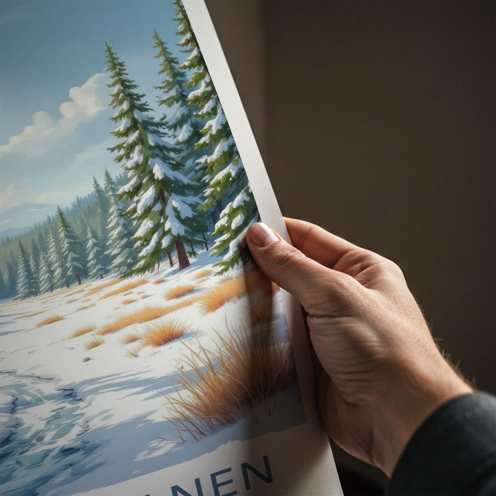 Kakslauttanen Poster - Finland Travel Art - Snowy Forest Cabins Wall Decor