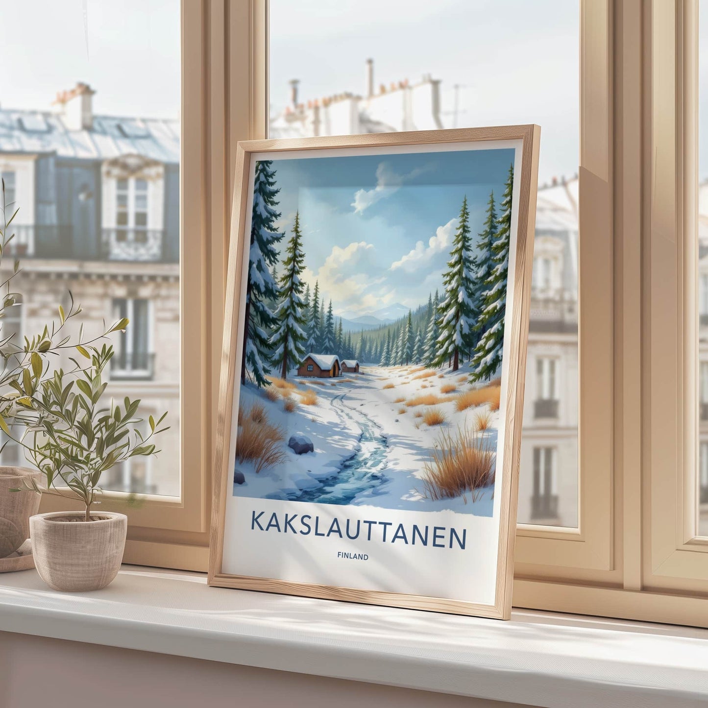 Kakslauttanen Poster - Finland Travel Art - Snowy Forest Cabins Wall Decor