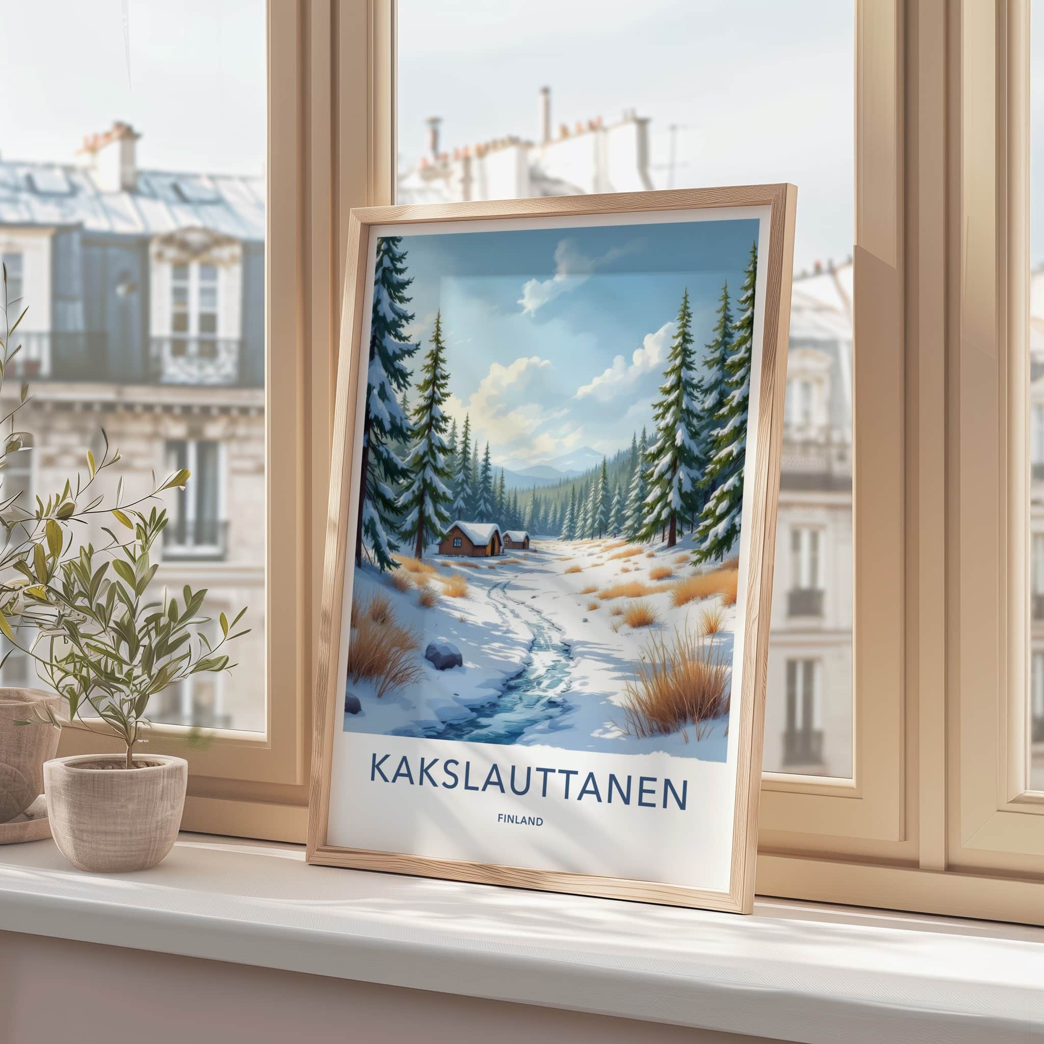 Kakslauttanen Poster - Finland Travel Art - Snowy Forest Cabins Wall Decor
