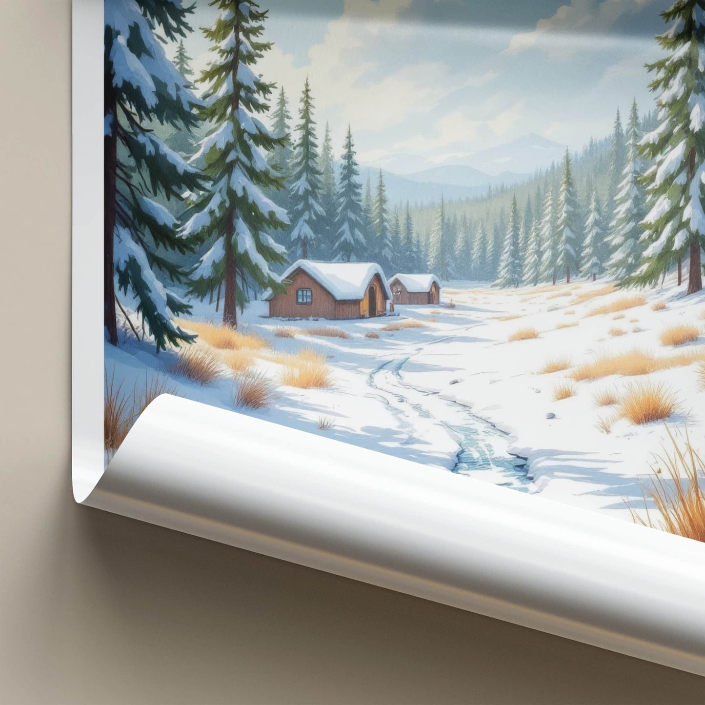 Kakslauttanen Poster - Finland Travel Art - Snowy Forest Cabins Wall Decor