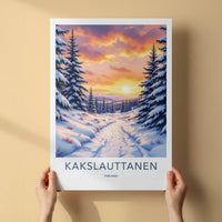Kakslauttanen Poster - Finland Travel Art - Snowy Forest Sunset Home Decor
