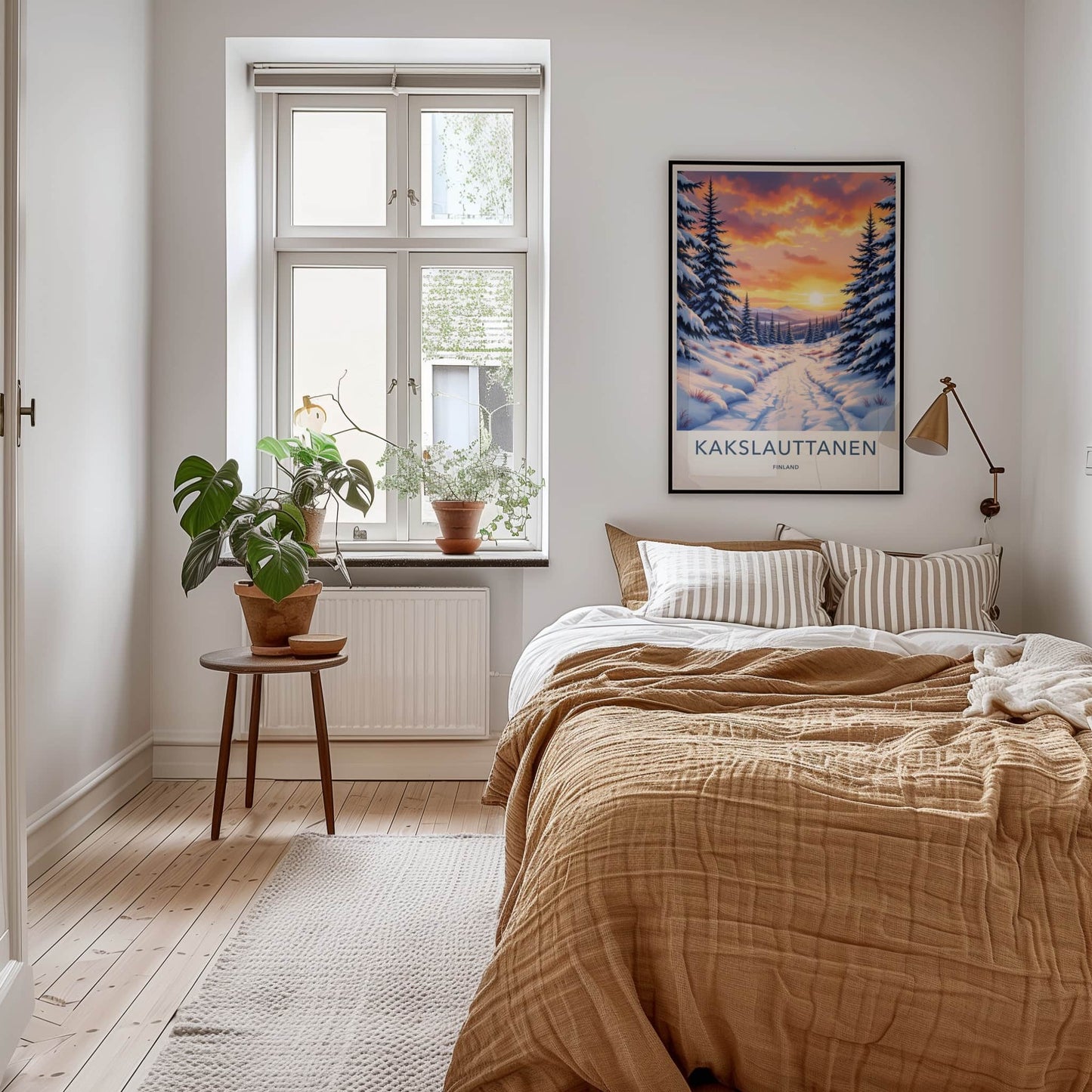 Kakslauttanen Poster - Finland Travel Art - Snowy Forest Sunset Home Decor