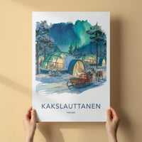 Kakslauttanen Poster - Finland Travel Art - Snowy Igloo Aurora Home Decor