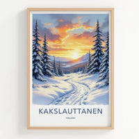 Kakslauttanen Poster - Finland Travel Art - Winter Path Sunset Home Decor