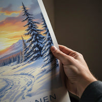 Kakslauttanen Poster - Finland Travel Art - Winter Path Sunset Home Decor