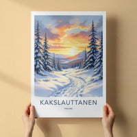 Kakslauttanen Poster - Finland Travel Art - Winter Path Sunset Home Decor