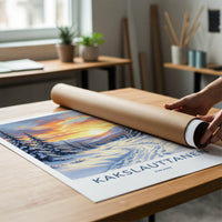 Kakslauttanen Poster - Finland Travel Art - Winter Path Sunset Home Decor