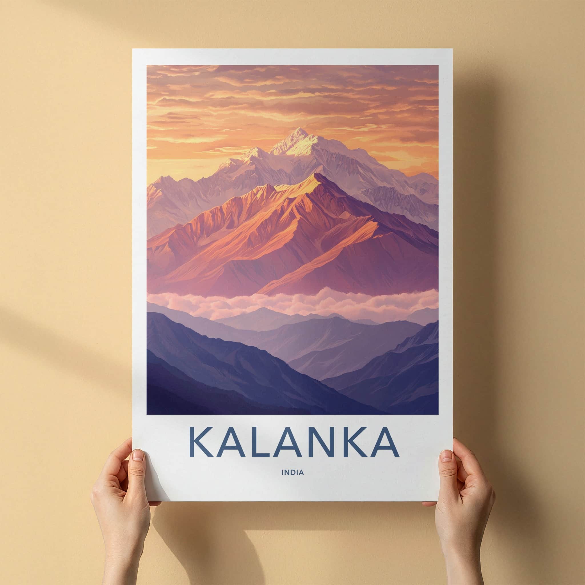 Kalanka Poster - India Travel Art - Uttarakhand Himalayan Sunrise Peaks Home Decor