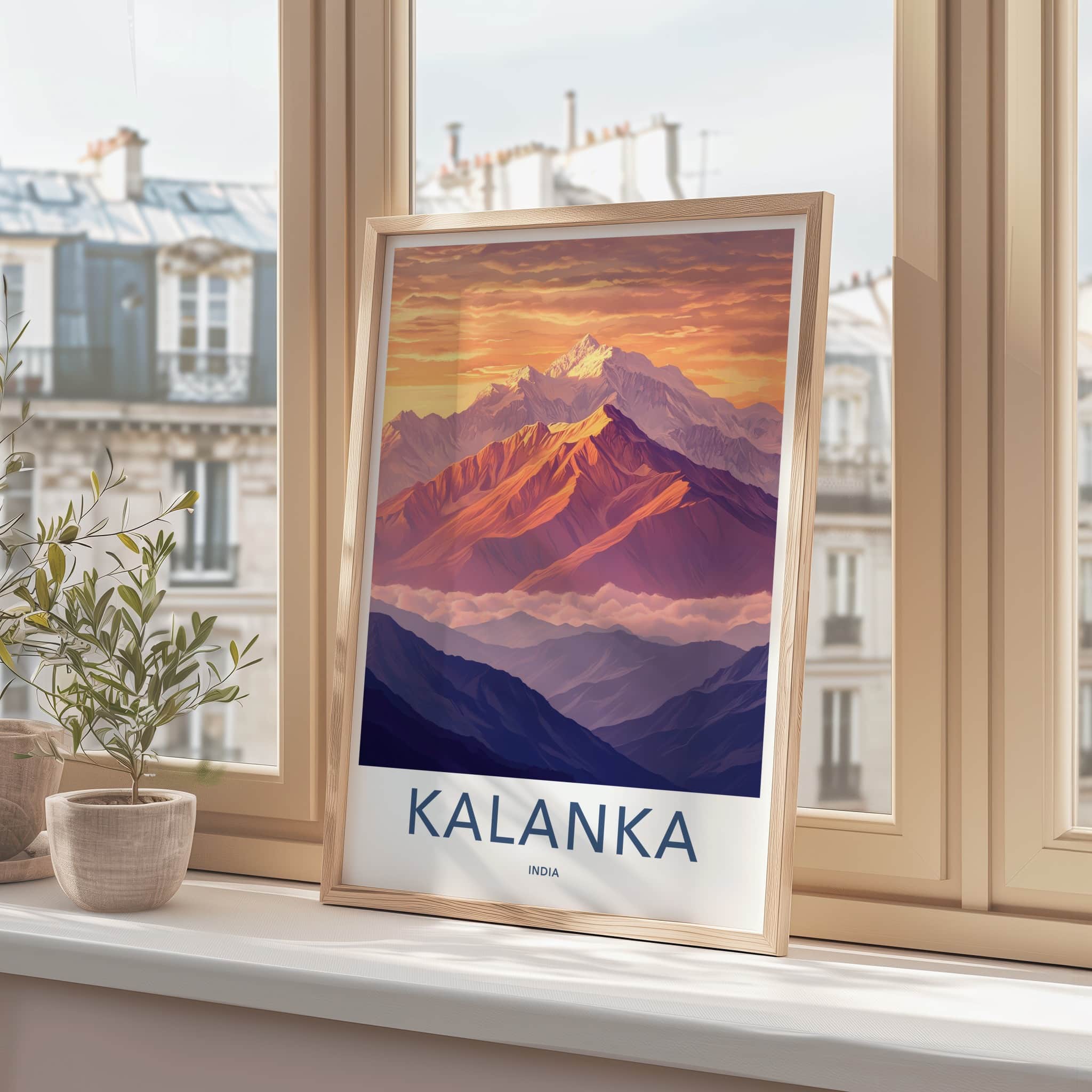 Kalanka Poster - India Travel Art - Uttarakhand Himalayan Sunrise Peaks Home Decor