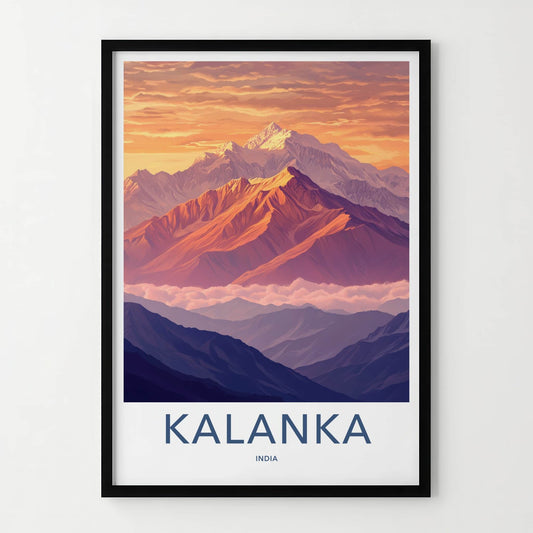 Kalanka Poster - India Travel Art - Uttarakhand Himalayan Sunrise Peaks Home Decor