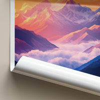 Kalanka Poster - India Wall Art - Uttarakhand Vibrant Mountain Sunset Gift