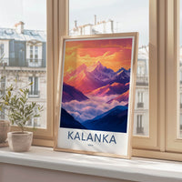 Kalanka Poster - India Wall Art - Uttarakhand Vibrant Mountain Sunset Gift