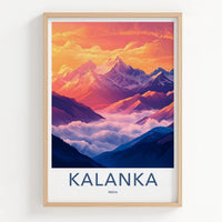 Kalanka Poster - India Wall Art - Uttarakhand Vibrant Mountain Sunset Gift