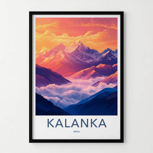 Kalanka Poster - India Wall Art - Uttarakhand Vibrant Mountain Sunset Gift